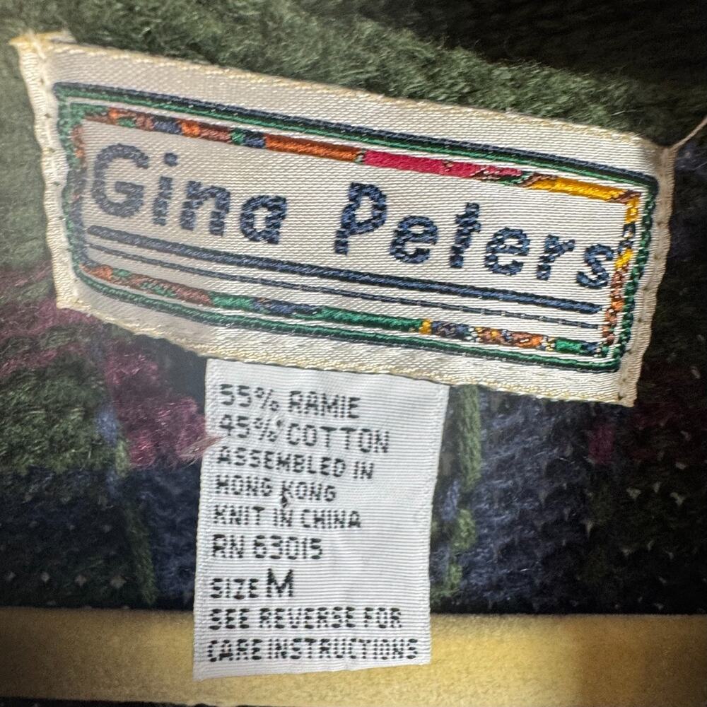 Vintage 90s Gina Peters Knit Plaid Embroidered Button Sweater Vest Size Medium - Picture 4 of 14